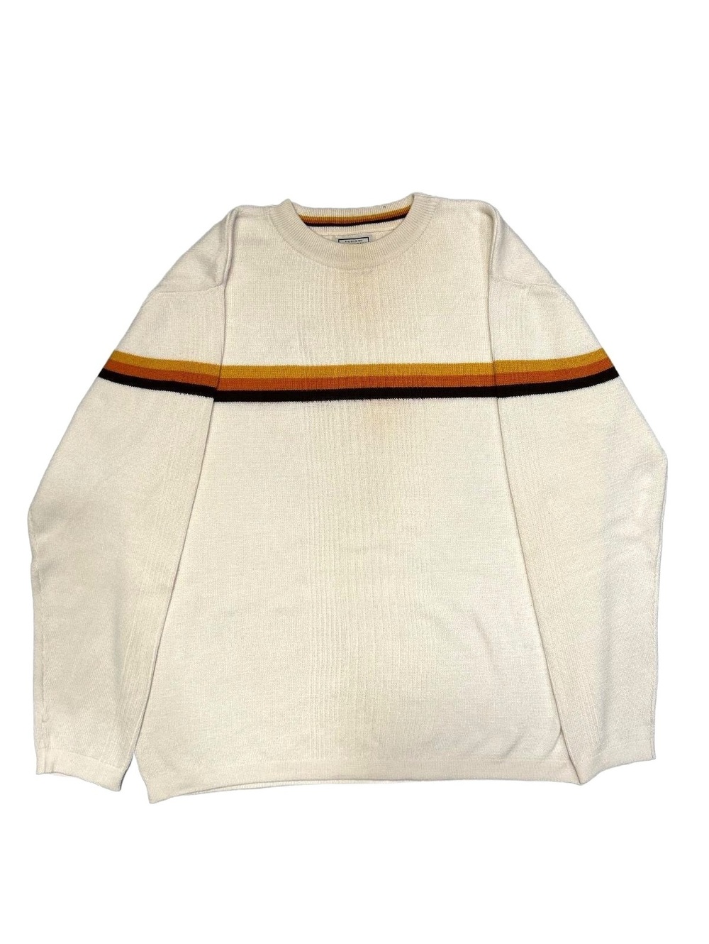 Arizona Jean Co Cream Striped Knit Sweater Large Retro 90s Colorblock Pullover